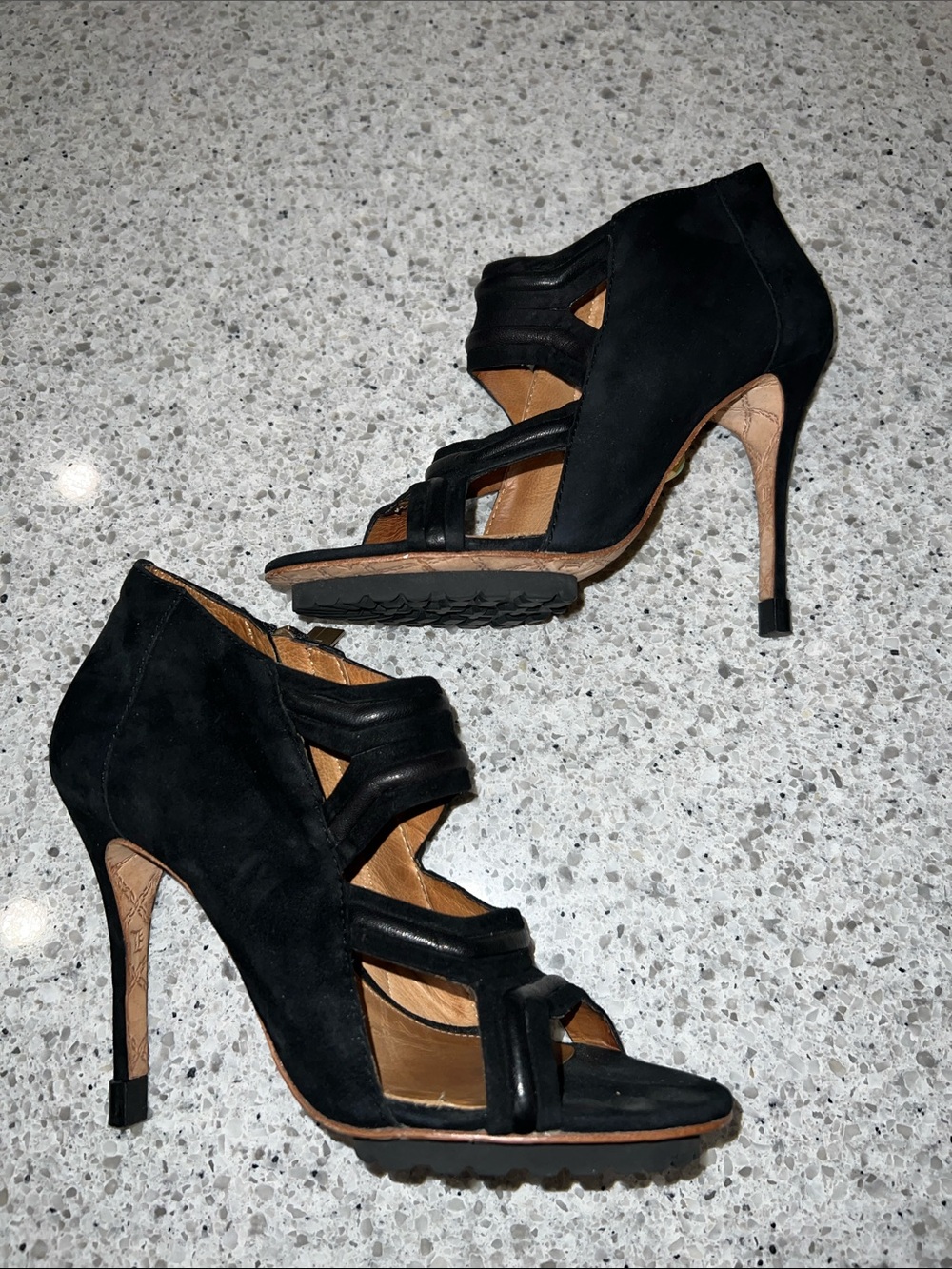 L.A.M.B. Zaila heels in Black Suede